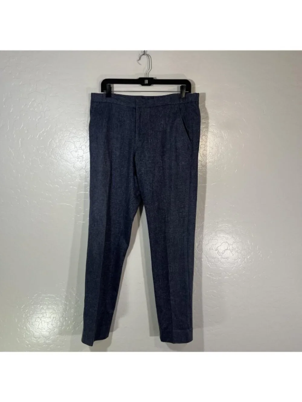 Nordstrom Rack Suit Mens 36 Blue Tweed Polyester Stretch 2 Piece 34x30 Tapered